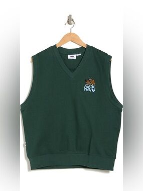 Obey Dark Green Sweatshirt Vest Size XL